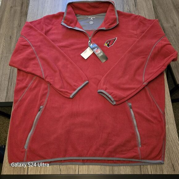 Antigua Cardinals Pullover 1/2 Zip Fleece W/Zip Pockets Size XXXL Red & Gray New - Picture 1 of 10